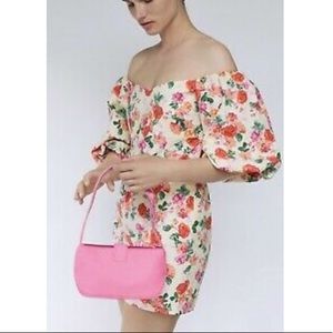 ZARA RED & WHITE FLORAL PRINT MINI DRESS WITH PUFF SLEEVES